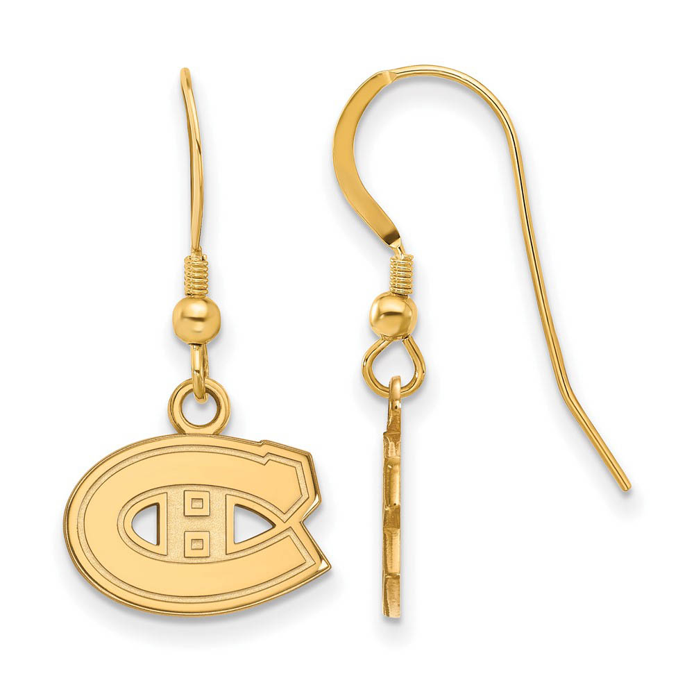 SS 14k Yellow Gold Plated NHL Montreal Canadiens Dangle Earrings