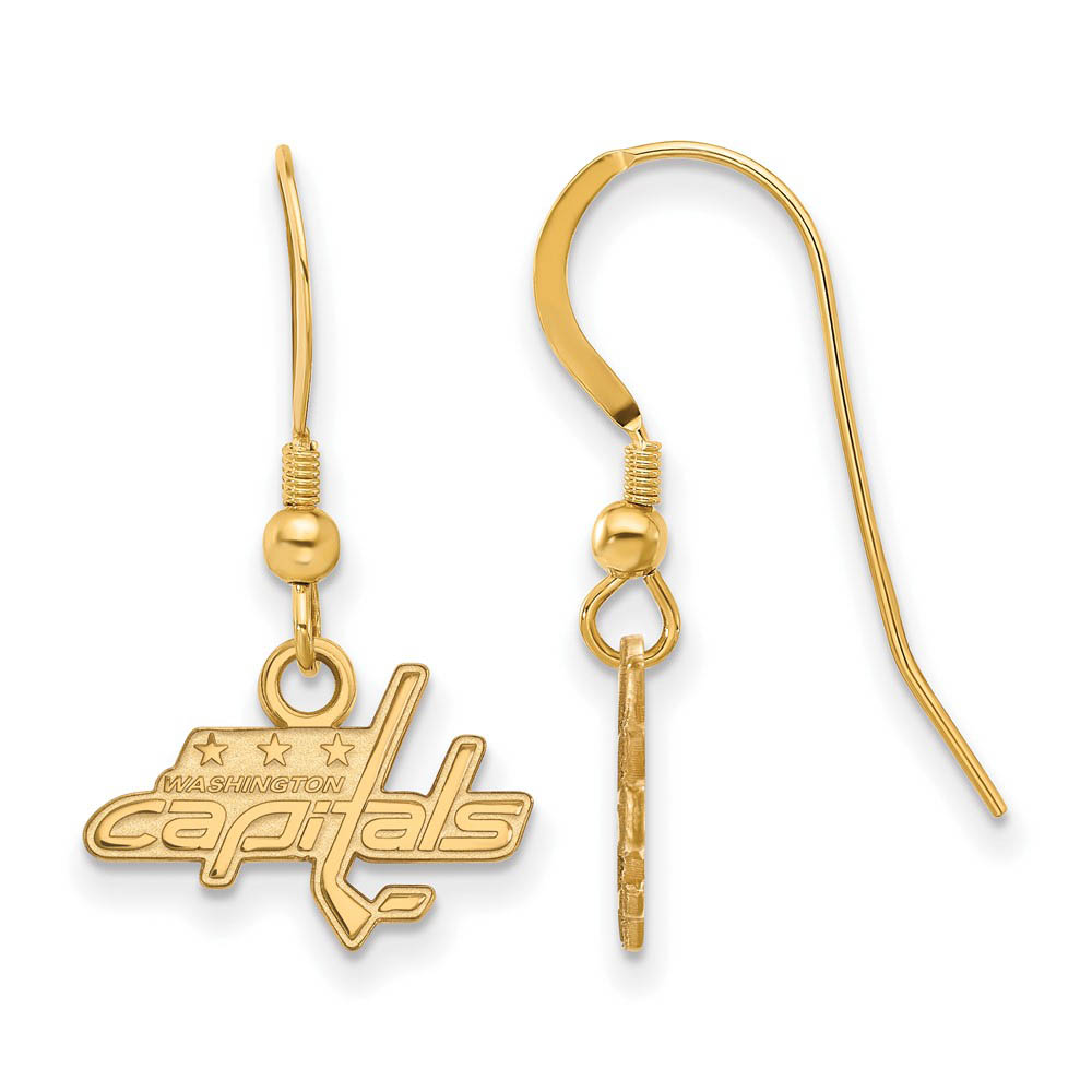 SS 14k Yellow Gold Plated NHL Washington Capitals Dangle Earrings