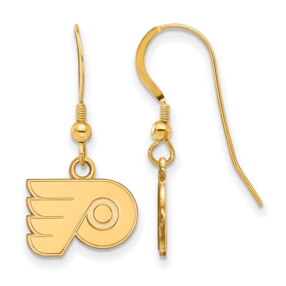 SS 14k Yellow Gold Plated NHL Philadelphia Flyers Dangle Earrings