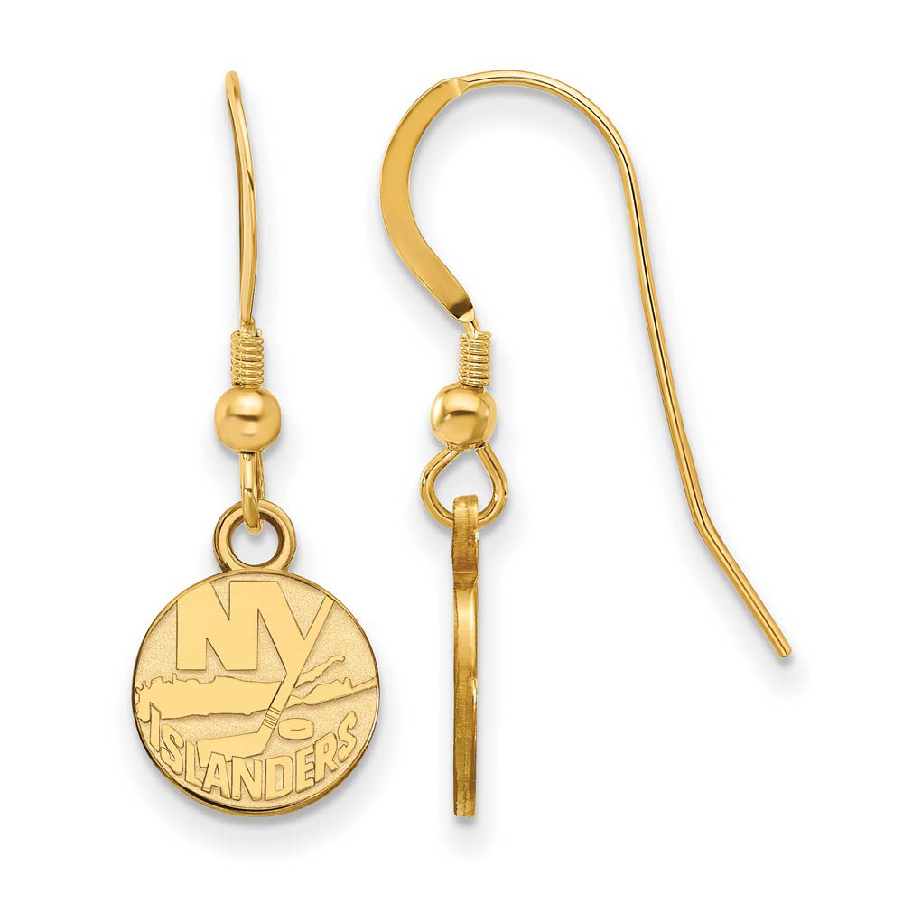 SS 14k Yellow Gold Plated NHL New York Islanders Dangle Earrings