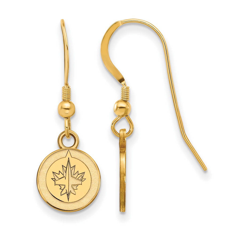 SS 14k Yellow Gold Plated NHL Winnipeg Jets Dangle Earrings