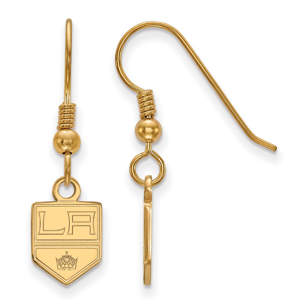 SS 14k Yellow Gold Plated NHL Los Angeles Kings Dangle Earrings