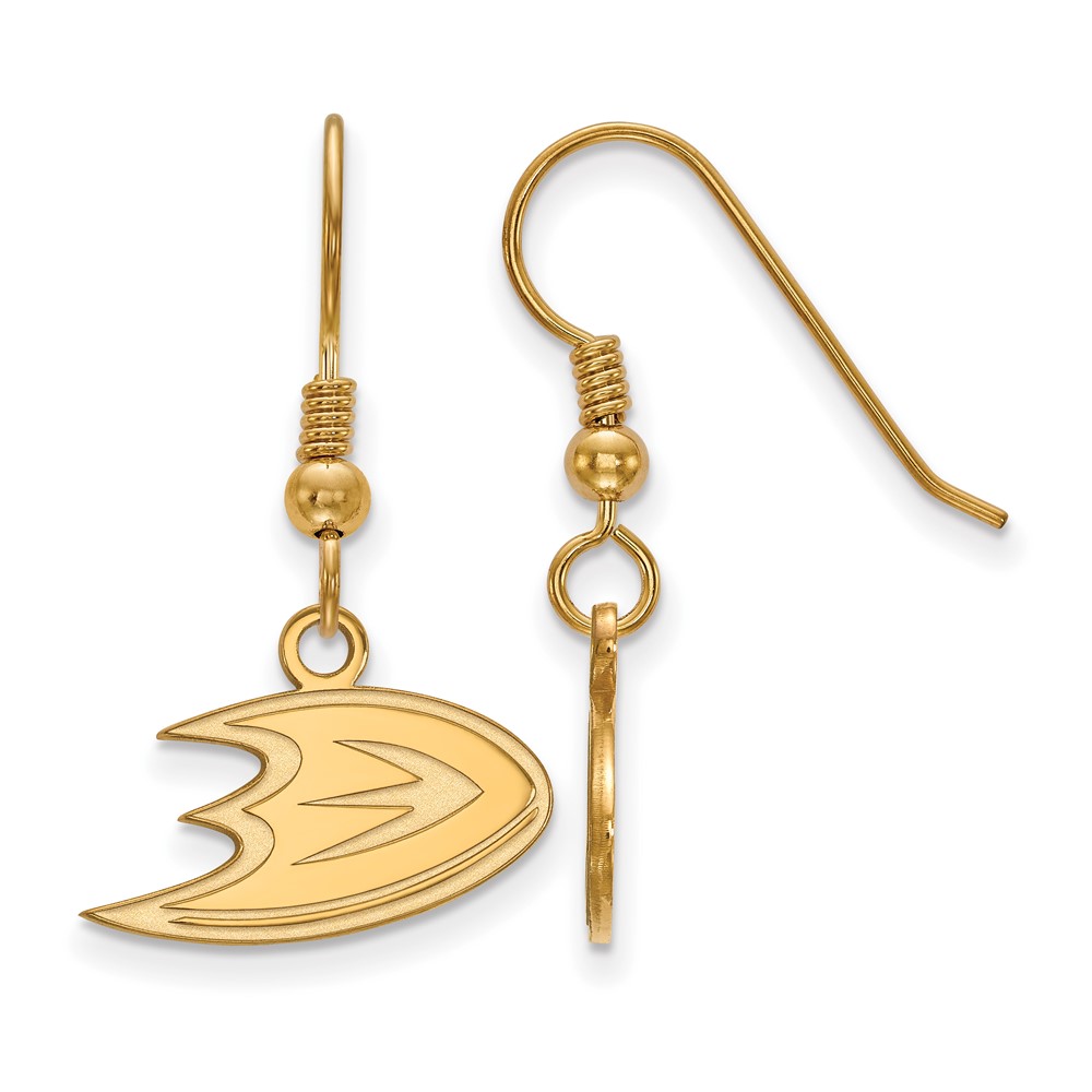 SS 14k Yellow Gold Plated NHL Anaheim Ducks Dangle Earrings