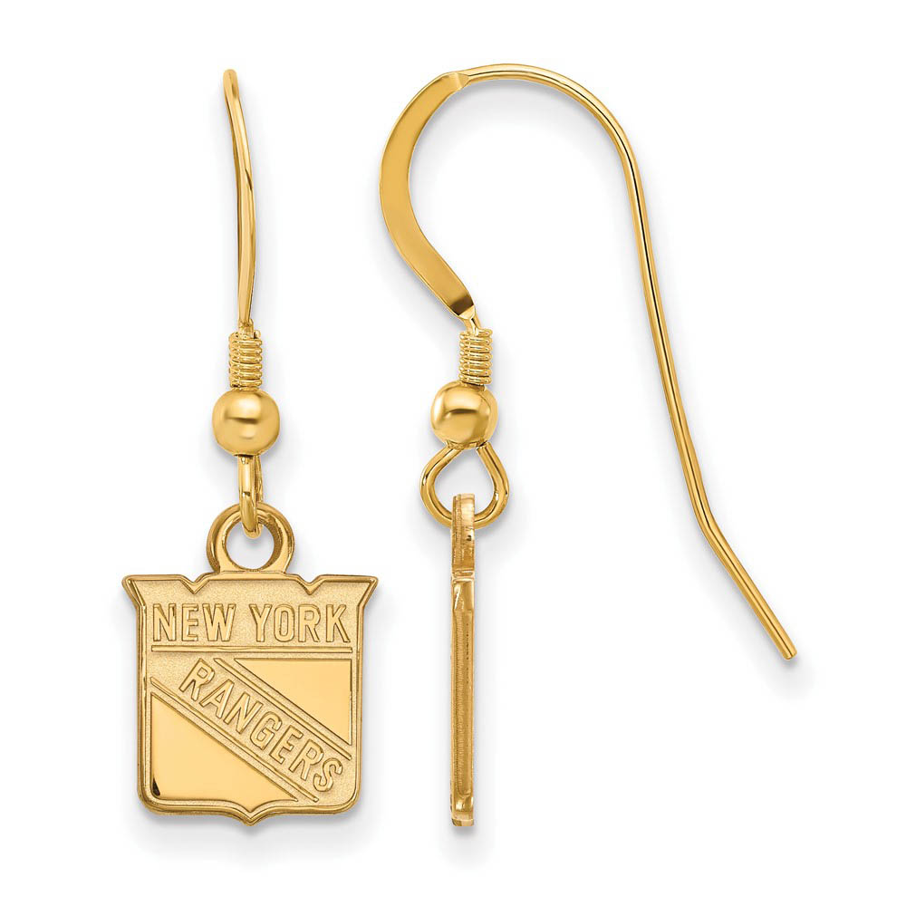 SS 14k Yellow Gold Plated NHL New York Rangers Dangle Earrings