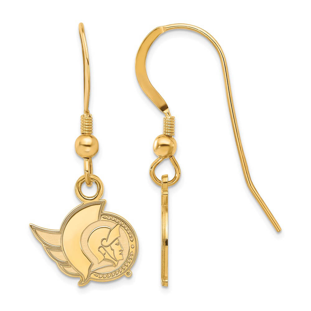 SS 14k Yellow Gold Plated NHL Ottawa Senators Dangle Earrings
