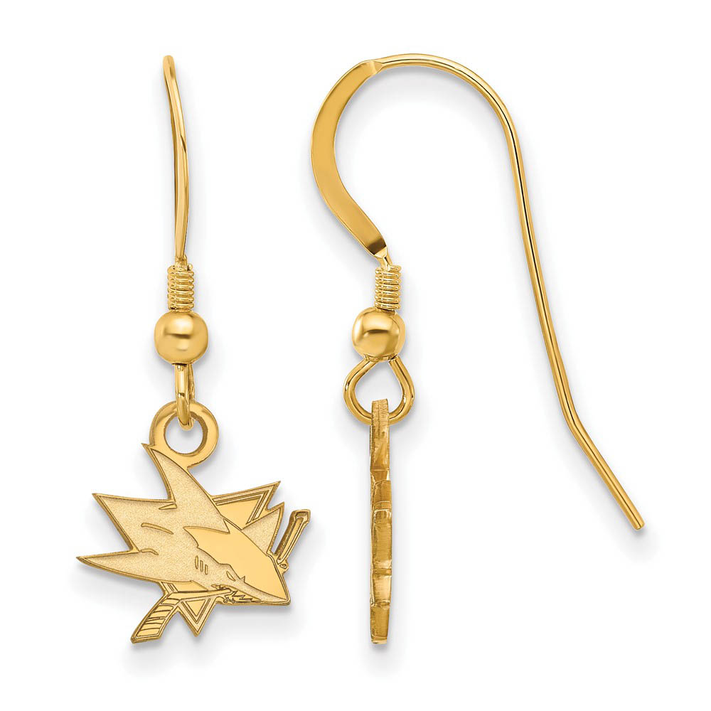 SS 14k Yellow Gold Plated NHL San Jose Sharks Dangle Earrings