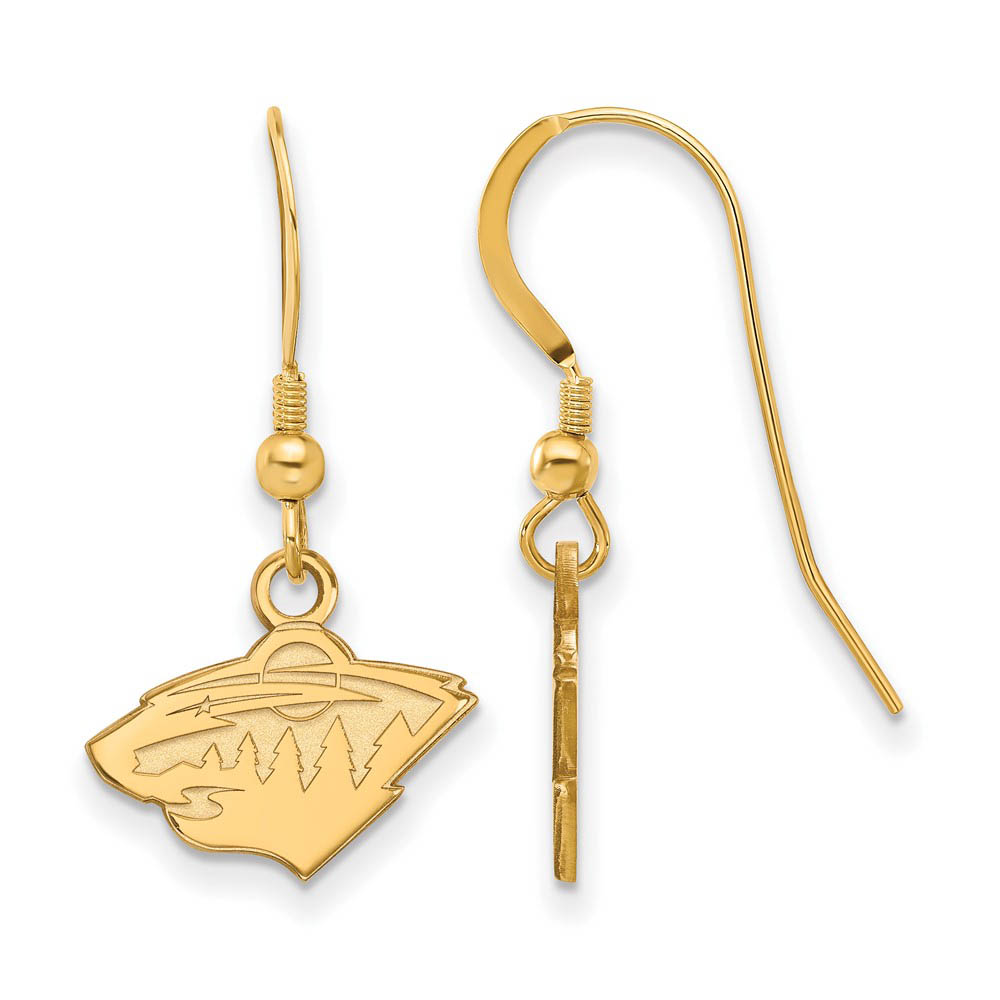 SS 14k Yellow Gold Plated NHL Minnesota Wild Dangle Earrings
