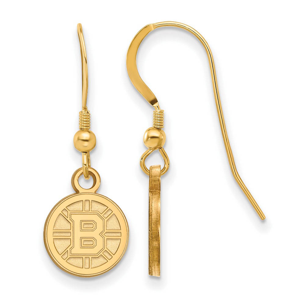 SS 14k Yellow Gold Plated NHL Boston Bruins Dangle Earrings