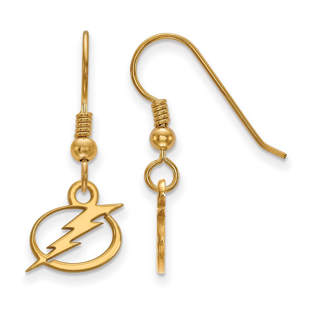 SS 14k Yellow Gold Plated NHL Tampa Bay Lightning Dangle Earrings