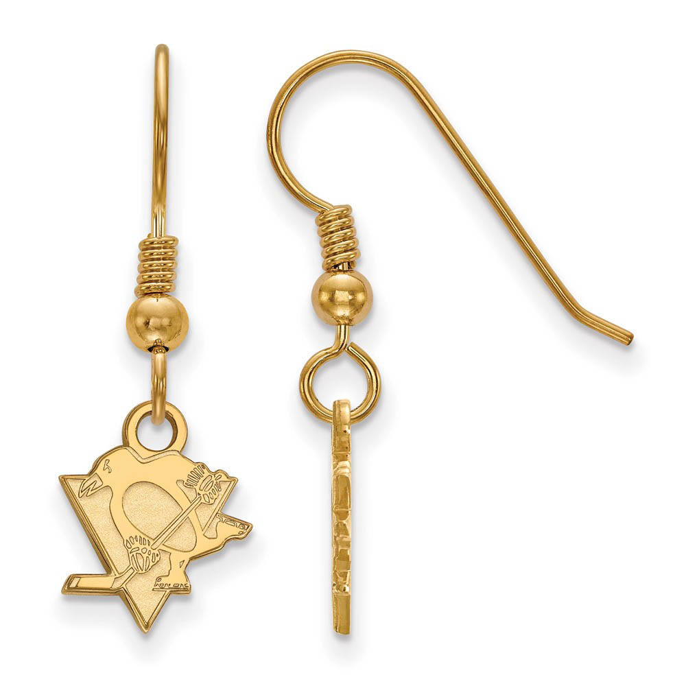 SS 14k Yellow Gold Plated NHL Pittsburgh Penguins Dangle Earrings