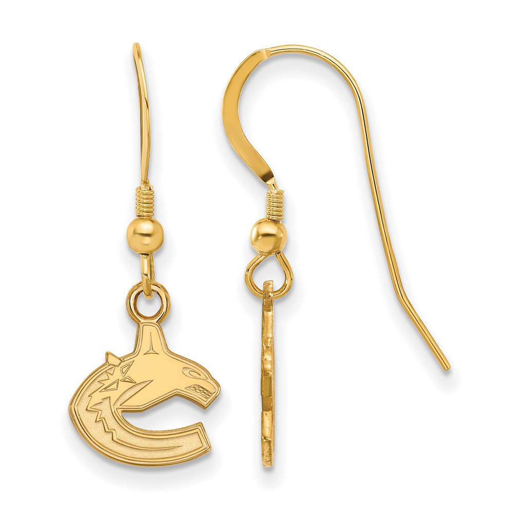 SS 14k Yellow Gold Plated NHL Vancouver Canucks Dangle Earrings