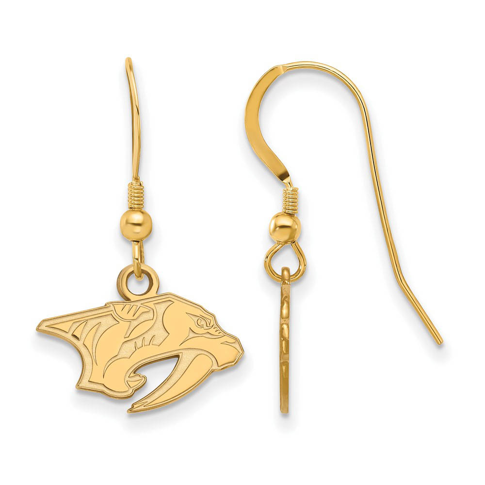 SS 14k Yellow Gold Plated NHL Nashville Predators Dangle Earrings