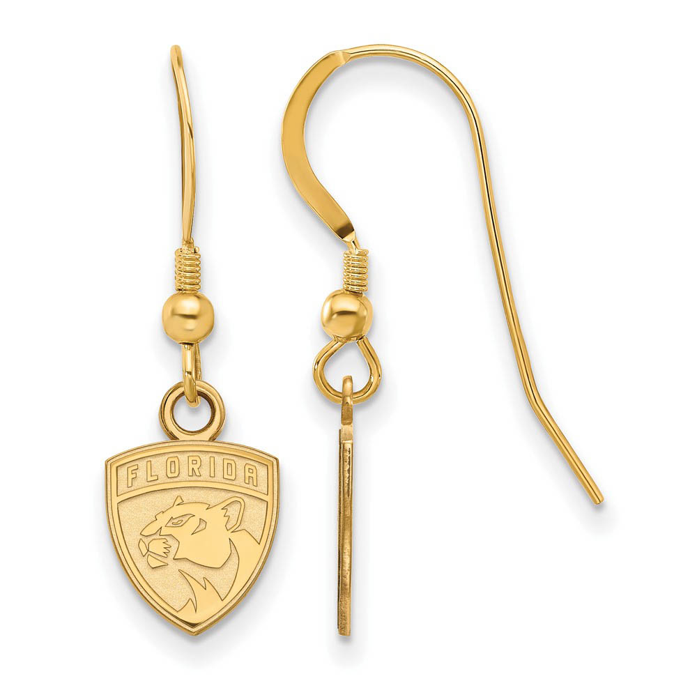 SS 14k Yellow Gold Plated NHL Florida Panthers Dangle Earrings
