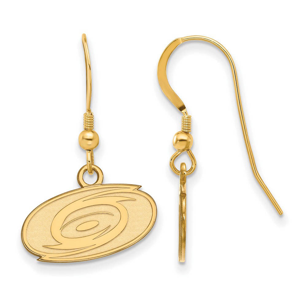 SS 14k Yellow Gold Plated NHL Carolina Hurricanes Dangle Earrings