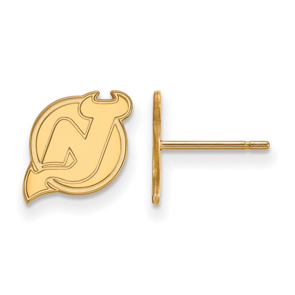 SS 14k Yellow Gold Plated NHL New Jersey Devils Post Earrings