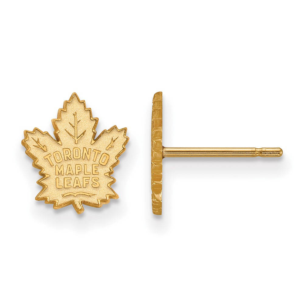 SS 14k Yellow Gold Plated NHL Toronto Maple Leafs Post Earrings