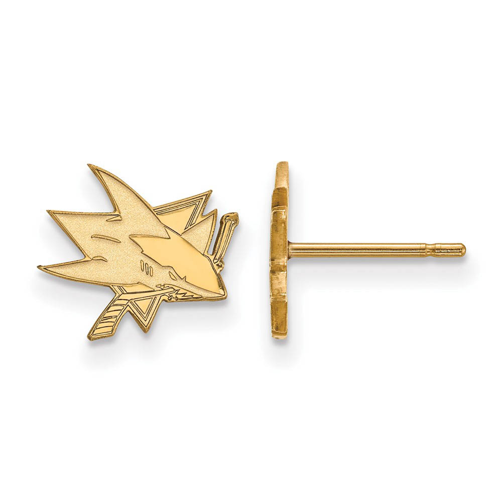 SS 14k Yellow Gold Plated NHL San Jose Sharks Post Earrings