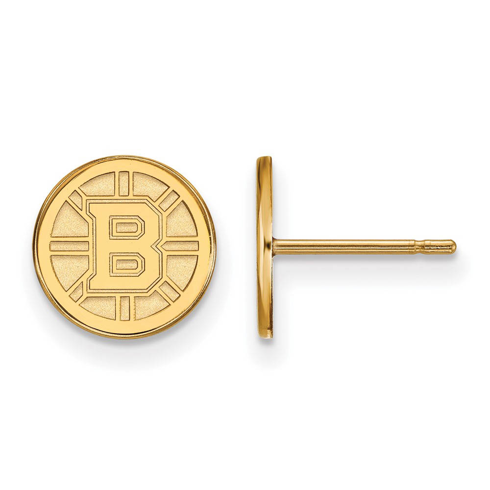 SS 14k Yellow Gold Plated NHL Boston Bruins Post Earrings