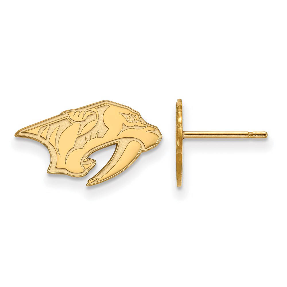 SS 14k Yellow Gold Plated NHL Nashville Predators Post Earrings