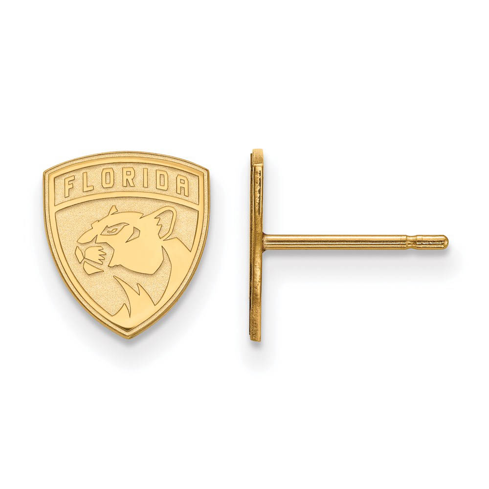 SS 14k Yellow Gold Plated NHL Florida Panthers Post Earrings
