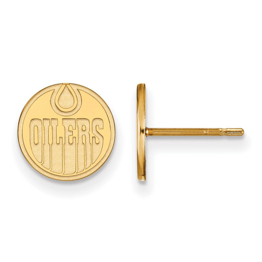 SS 14k Yellow Gold Plated NHL Edmonton Oilers Post Earrings