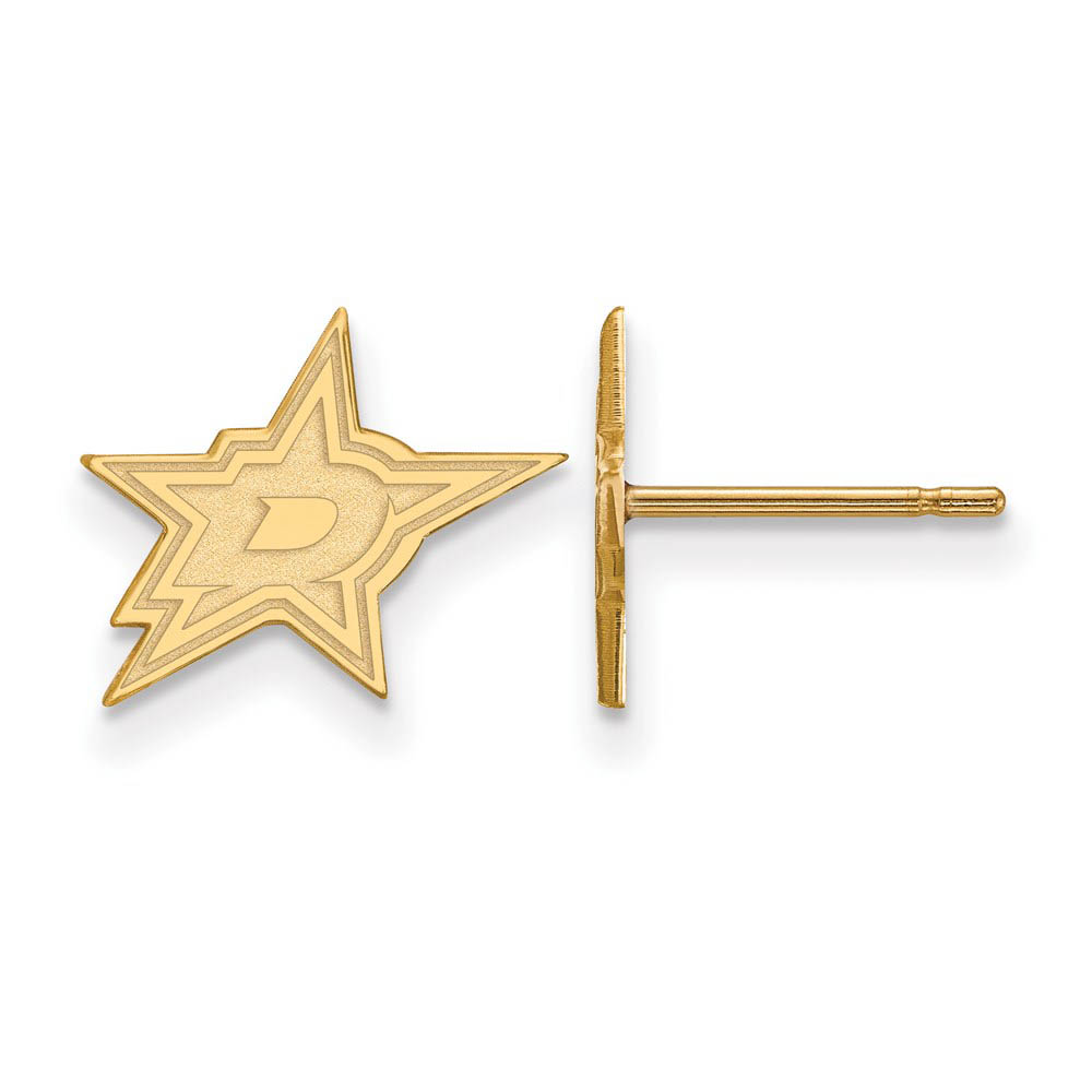 SS 14k Yellow Gold Plated NHL Dallas Stars Post Earrings