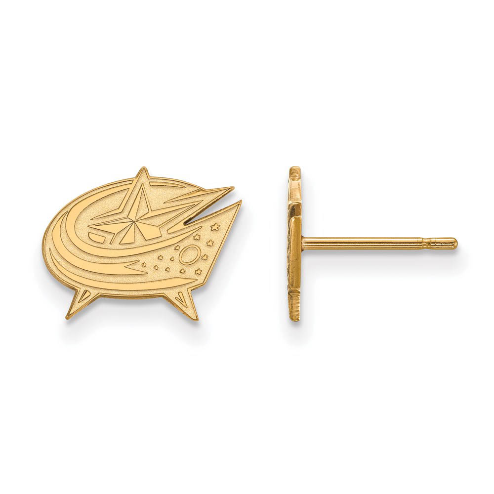 SS 14k Yellow Gold Plated NHL Columbus Blue Jackets Post Earrings