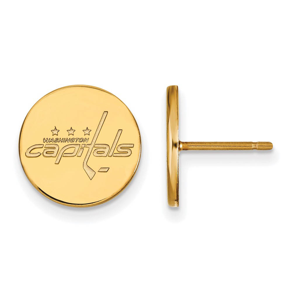 SS 14k Yellow Gold Plated NHL Washington Capitals Post Earrings
