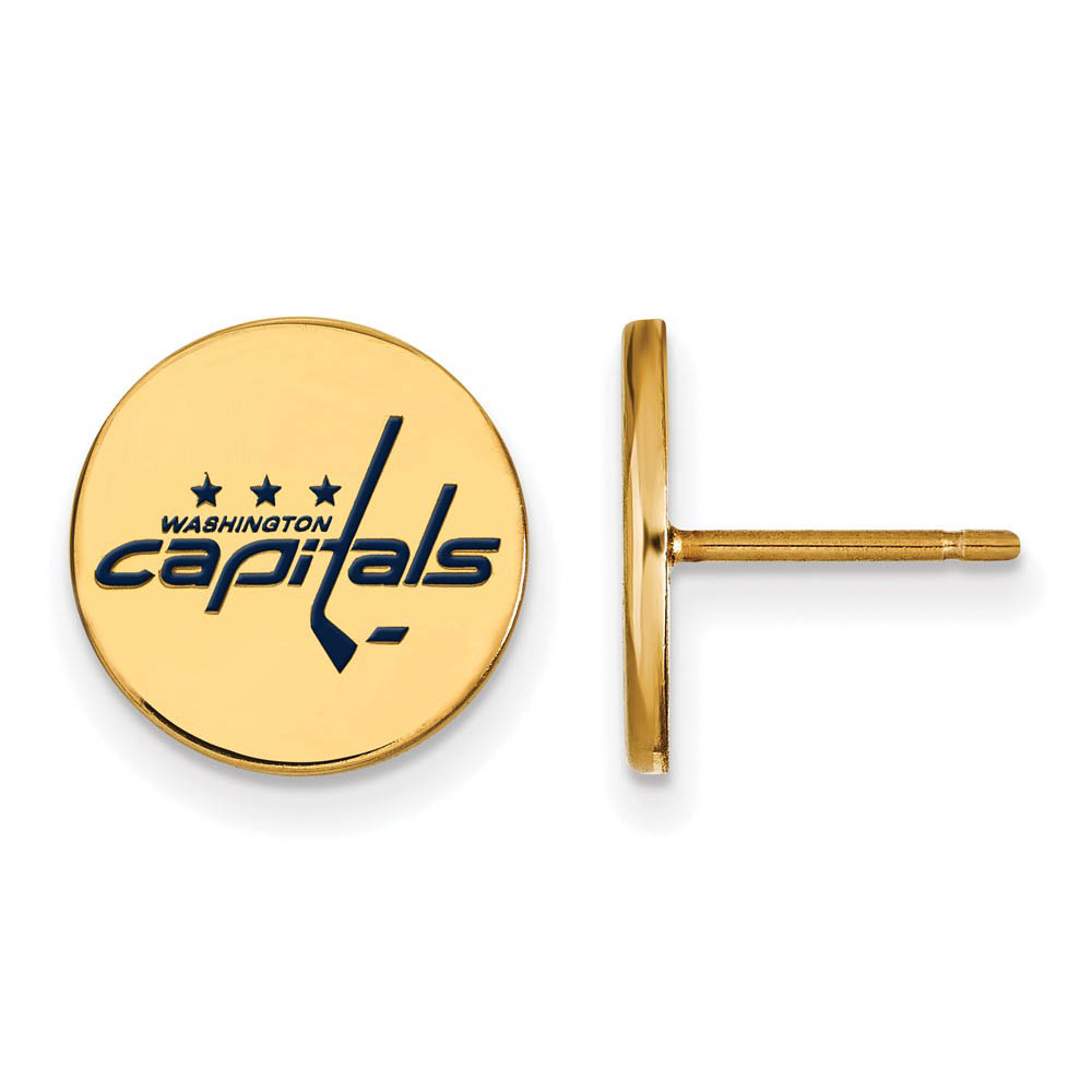 SS 14k Yellow Gold Plated NHL Capitals SM Enamel Post Earrings