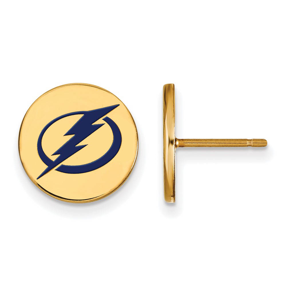 SS 14k Yellow Gold Plated NHL Tampa Lightning SM Enamel Post Earrings