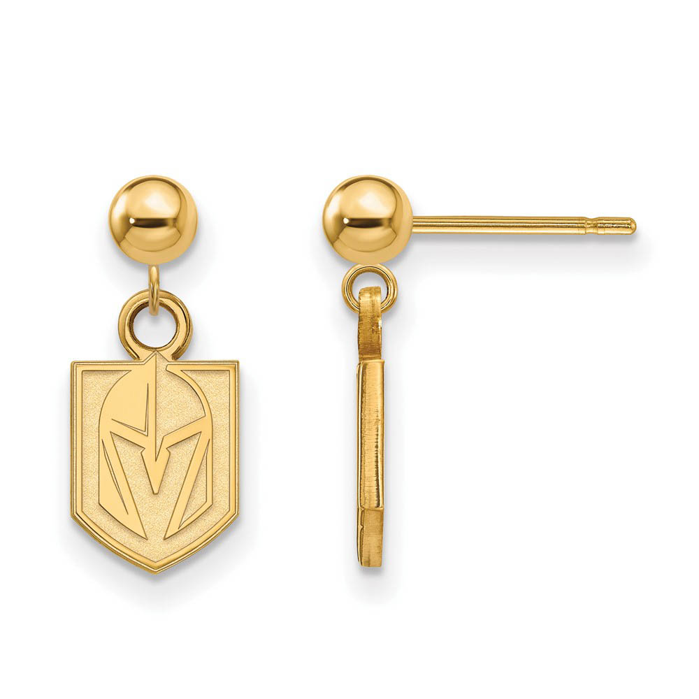 SS 14k Yellow Gold Plated NHL Golden Knights Ball Dangle Earrings