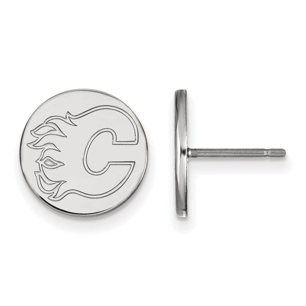 Sterling Silver NHL Calgary Flames Disc Post Earrings