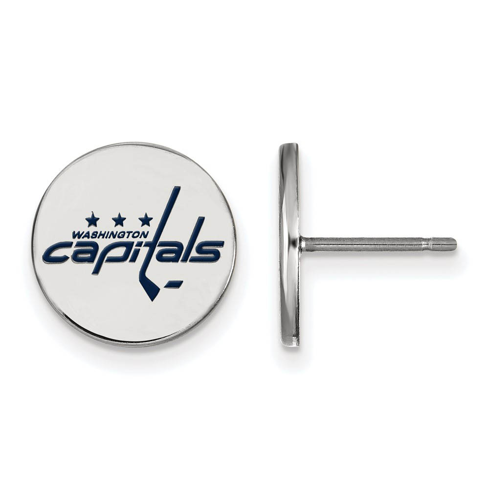 Sterling Silver NHL Capitals Enamel Disc Post Earrings