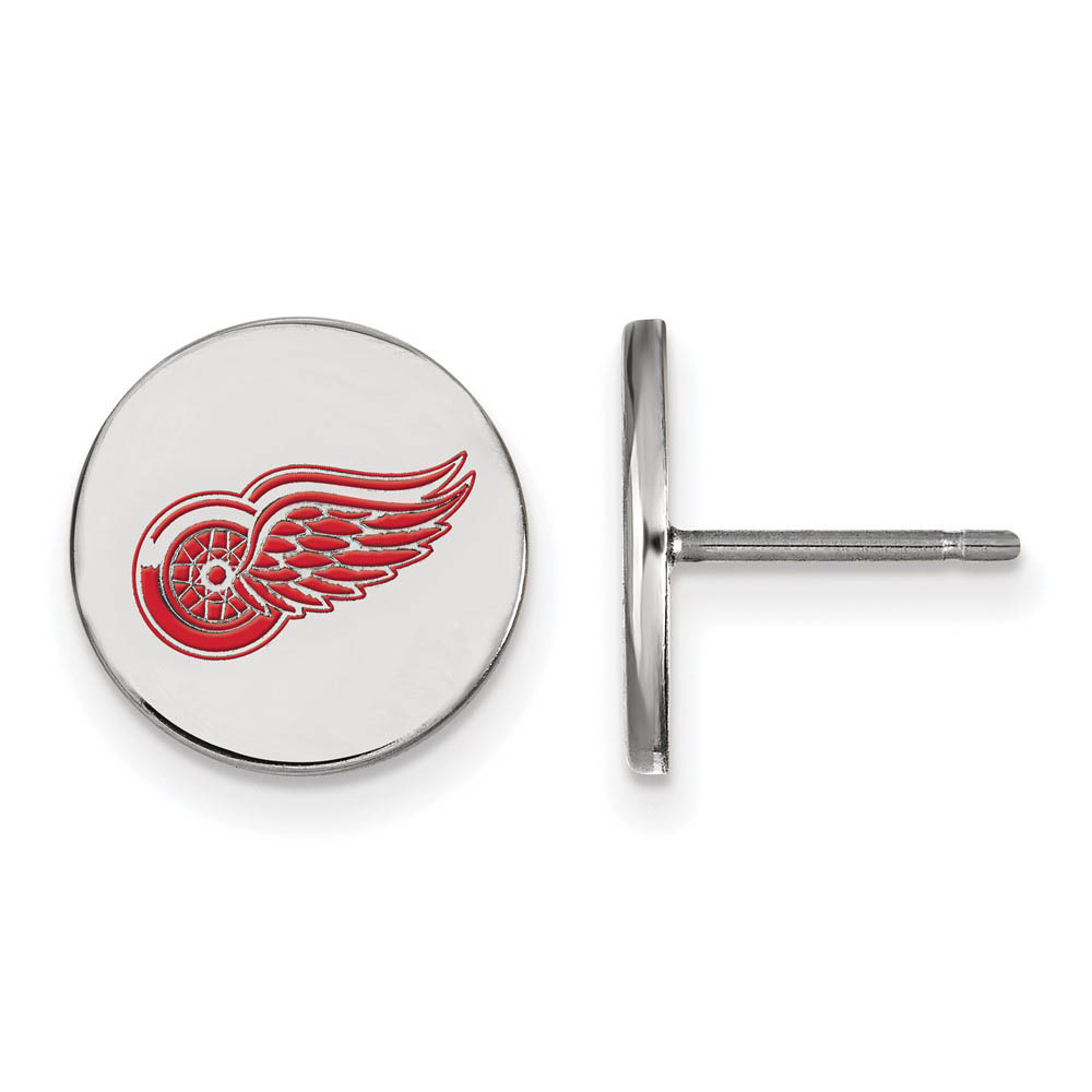 Sterling Silver NHL Red Wings SM Enamel Disc Post Earrings