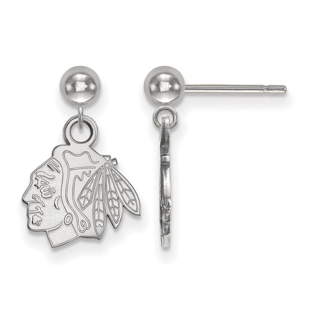 Sterling Silver NHL Chicago Blackhawks Ball Dangle Earrings