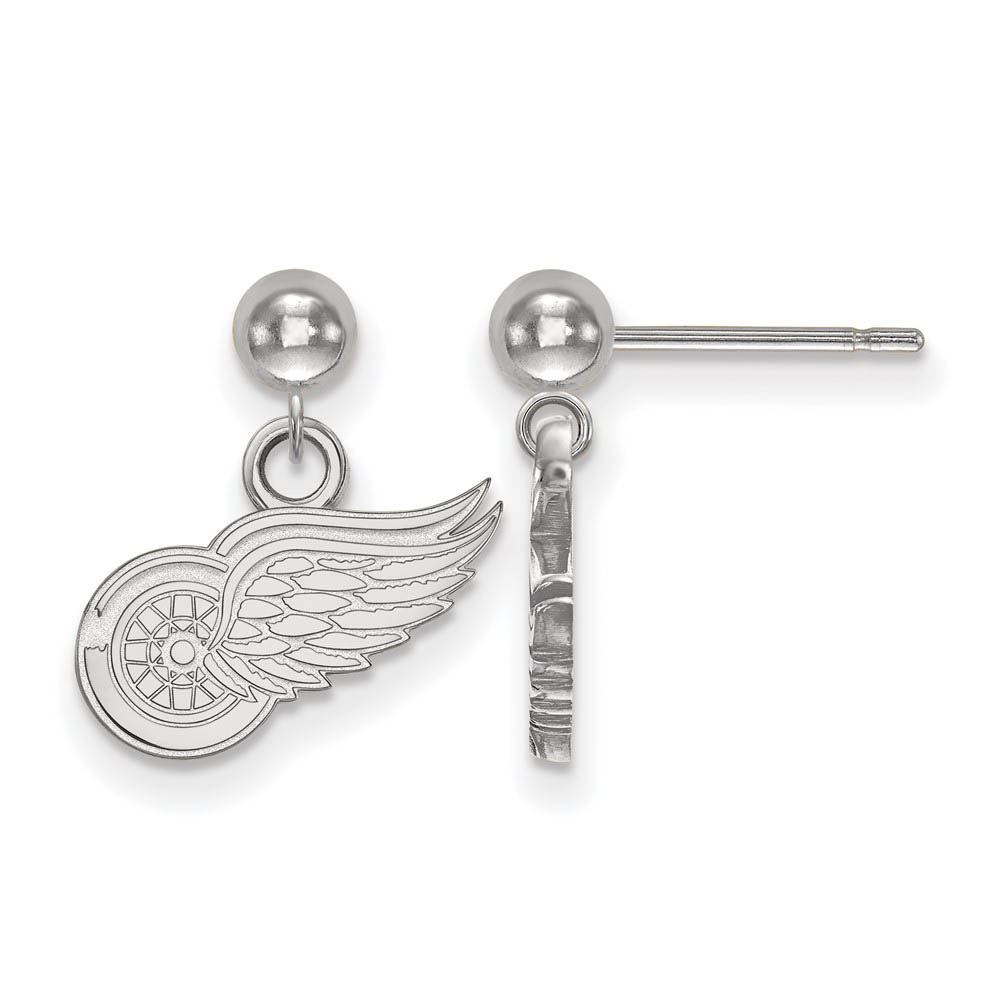 Sterling Silver NHL Detroit Red Wings Ball Dangle Earrings