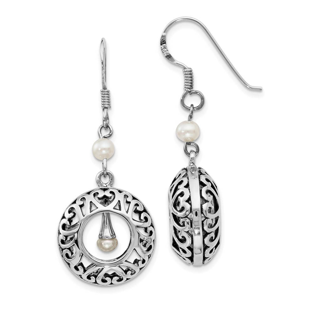 Sterling Silver & FW Cultured Pearls of Wisdom Dangle Earrings, 40mm Sterling Silver & FW Cultured Pearls of Wisdom Dangle Earrings, 40mm