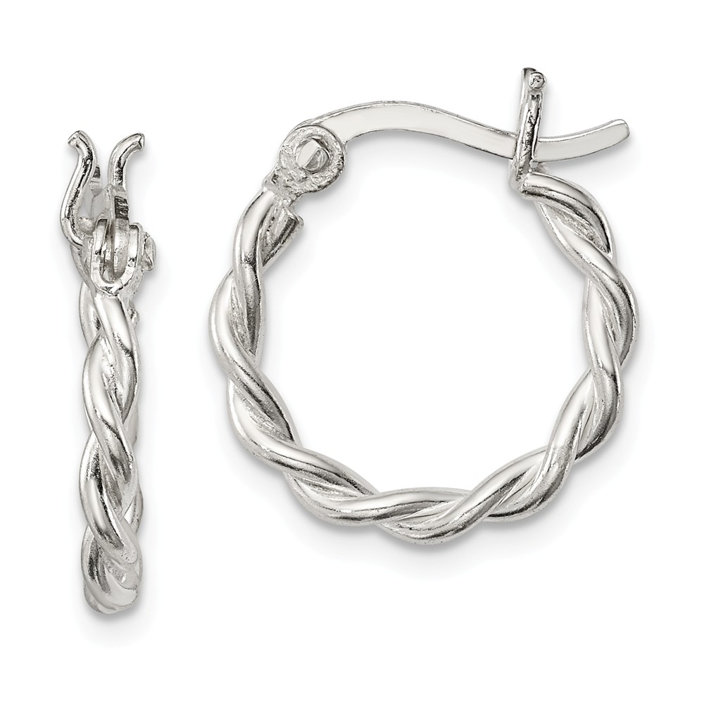 Twisted Double Round Hoop Earrings in Sterling Silver, 17mm (5/8 In)