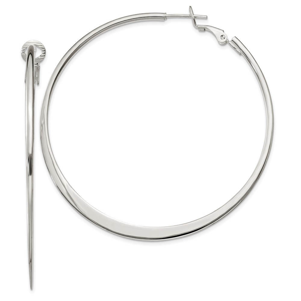 Extra Large Round Hoop Earrings in Sterling Silver - 57mm (2-1/4 Inch)