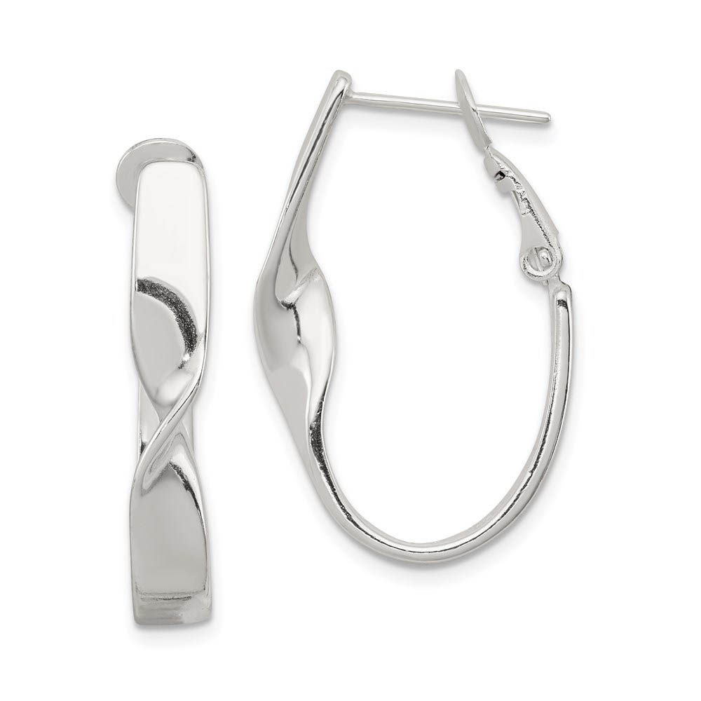 Oval Single Twist Hoops in Sterling Silver - 30mm (1 1/8 Inch)