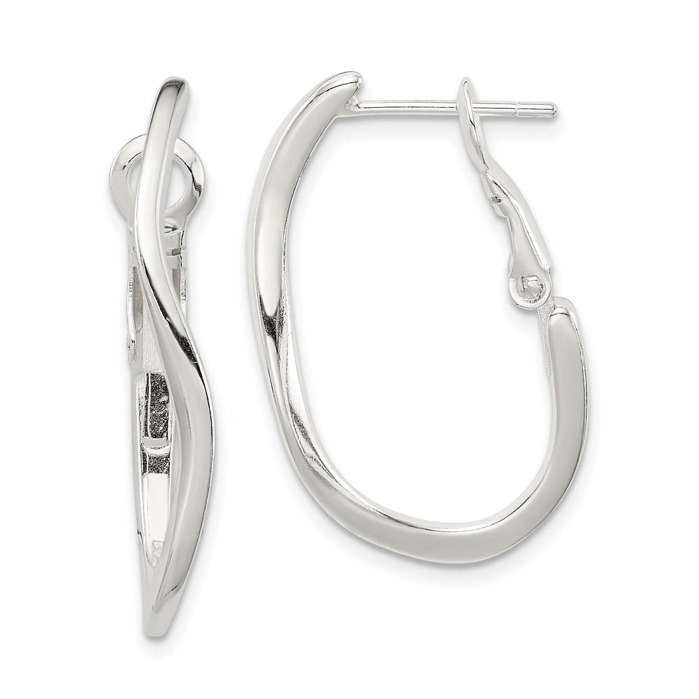 Abstract Wave Hoops Sterling Silver - 30mm (1-1/8 in)