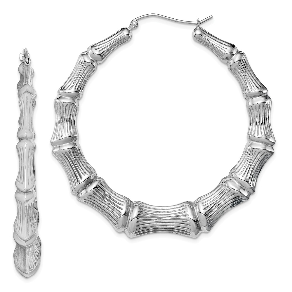 Bamboo Hoop Earrings Sterling Silver - 55m (2-1/8 in)