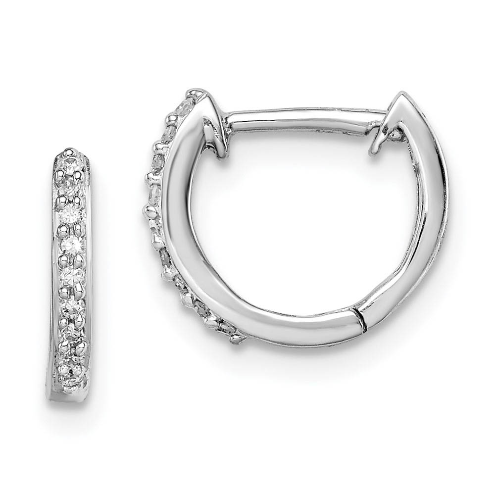 1/10 Cttw Diamond Huggie Round Hoop Earrings in Sterling Silver - 10mm