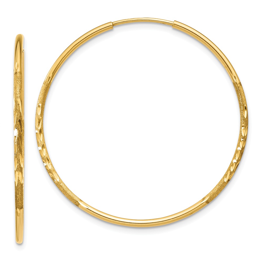 1.25mm, 14k Gold, Diamond-cut Endless Hoops, 32mm (1 1/4 Inch)