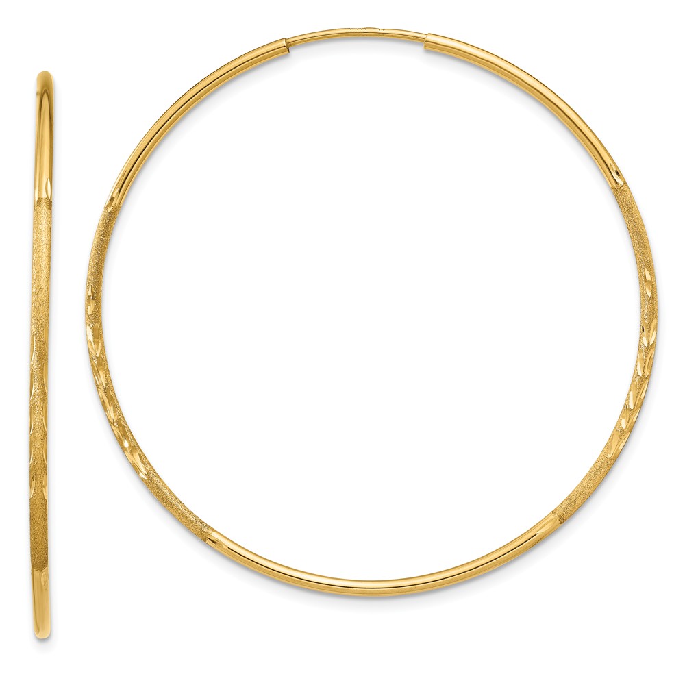 1.25mm, 14k Gold, Diamond-cut Endless Hoops, 42mm (1 5/8 Inch)