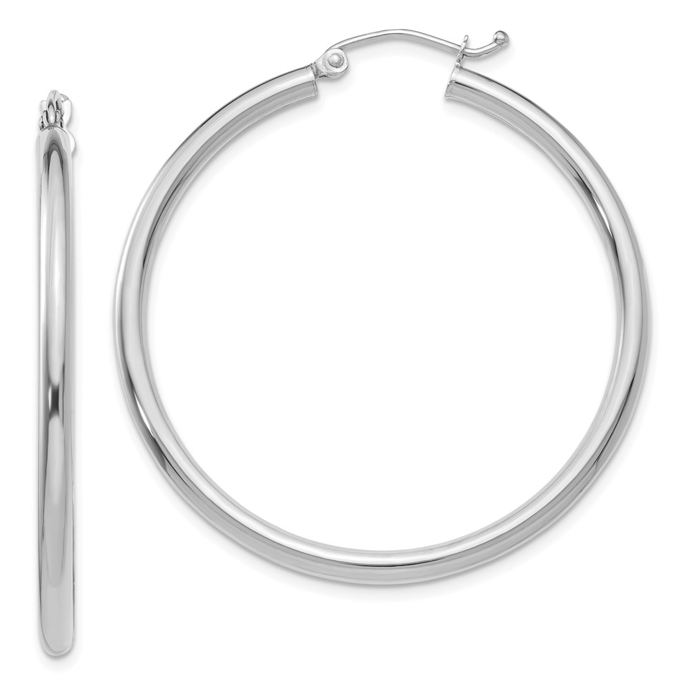 2.5mm, 14k White Gold Classic Round Hoop Earrings, 40mm (1 1/2 Inch)