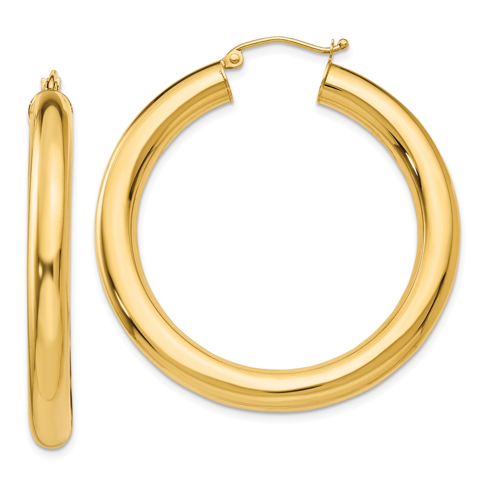 5mm, 14k Yellow Gold Classic Round Hoop Earrings, 40mm (1 1/2 Inch)