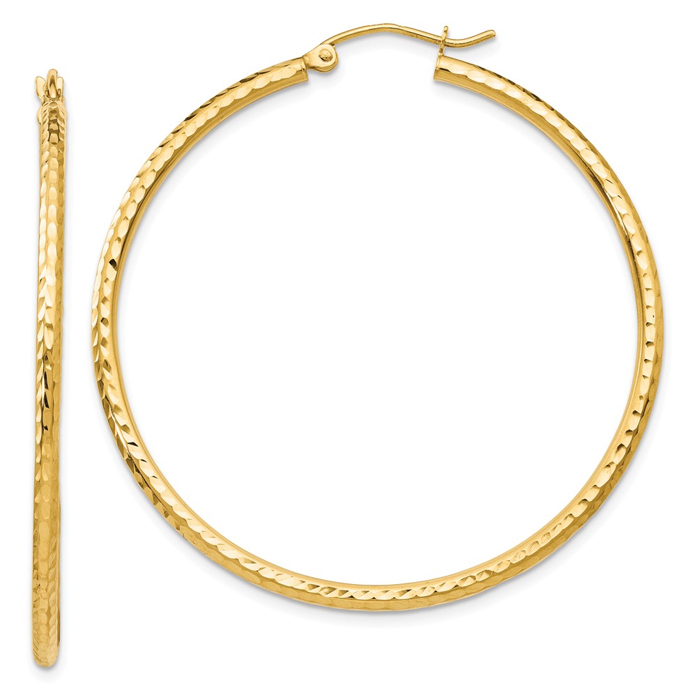2mm, 14k Yellow Gold Diamond-cut Hoops, 45mm (1 3/4 Inch)