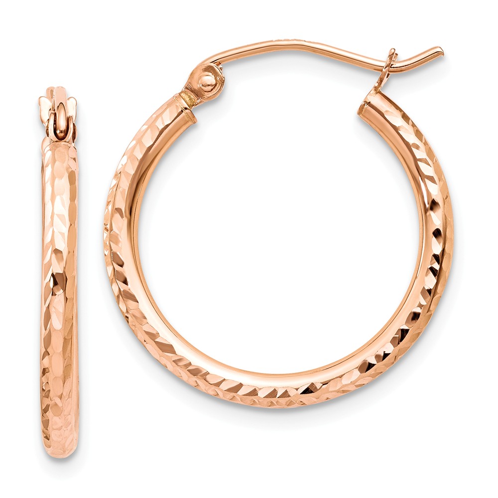 2mm, 14k Rose Gold Diamond-cut Hoops, 20mm (3/4 Inch)