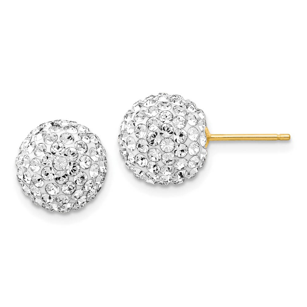 10mm Crystal Ball Earrings with a 14k Yellow Gold Post